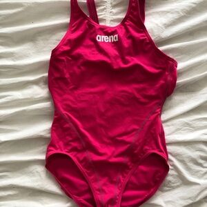 Arena Logo Bright Pink Max Life Arena One Piece Swimsuit